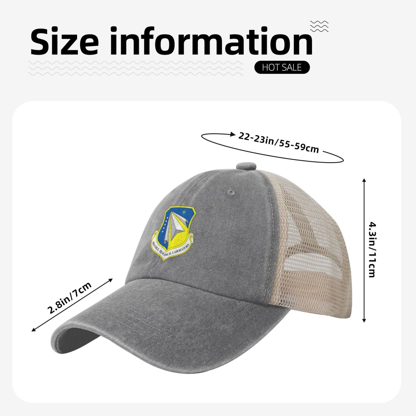 Air Force Research Laboratory Printed unisex baseball cap adjustable grid baseball cap veteran gift