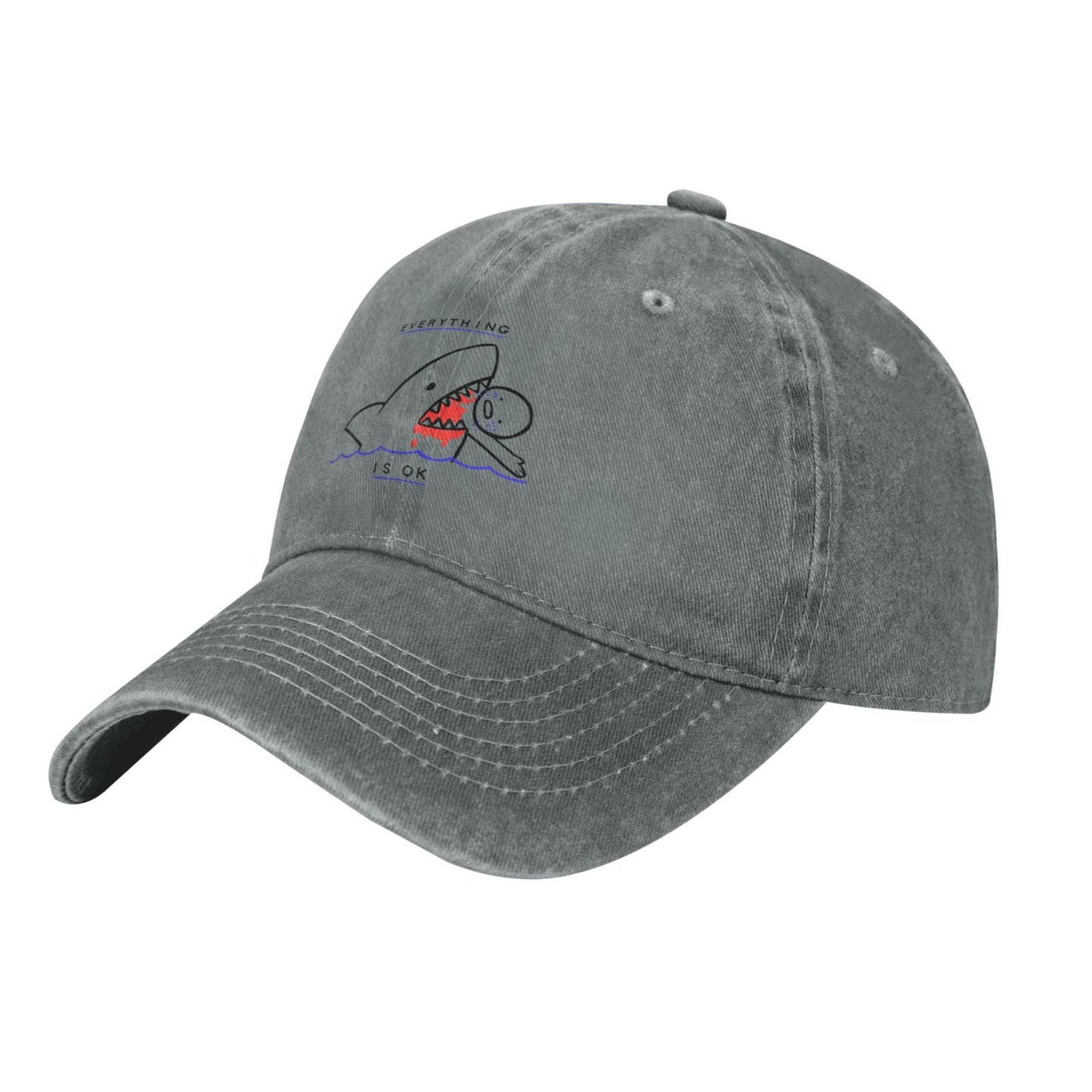 Everything Is Ok Shark Humor Printing unisex baseball cap adjustable hats Outdoor leisure hat trucker cap