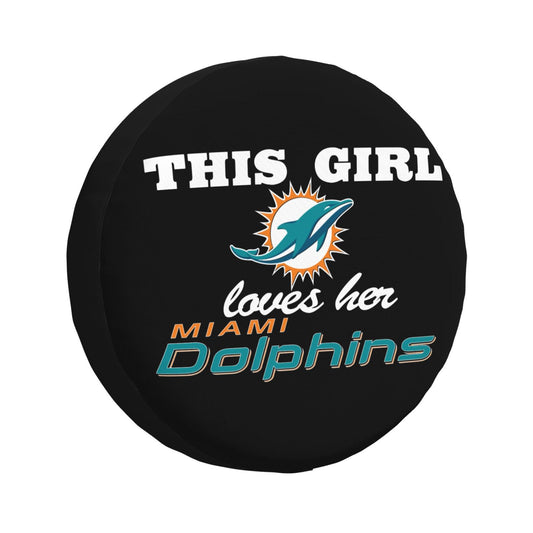 Miami Dolphins Printing wheel dust cover black background car tire cover