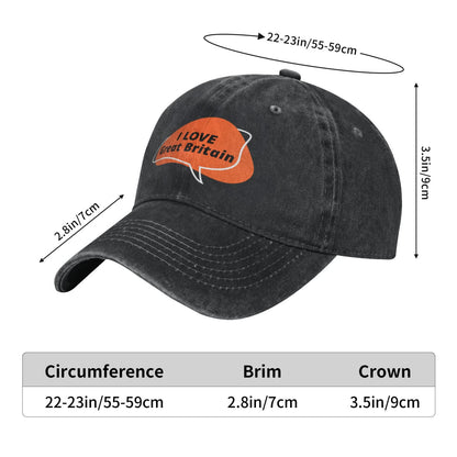 I Love The UK In An Orange Bubble Printed unisex baseball cap adjustable cap outdoor sun hats trucker hat