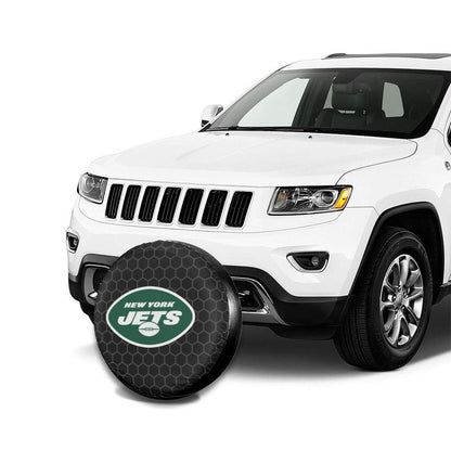 New York Jets Grid printed car tire cover dustproof and waterproof tire cover