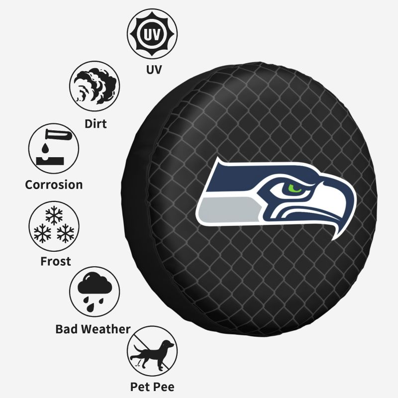 Seattle Seahawks Grid background car tire waterproof dustproof protective cover