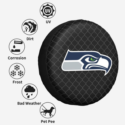 Seattle Seahawks Grid background car tire waterproof dustproof protective cover