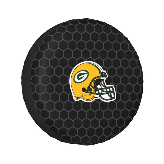 Green Bay Packers Grid printed car tire cover dustproof and waterproof tire cover