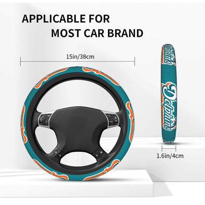 Miami Dolphins Printed breathable elastic steering wheel anti slip cover