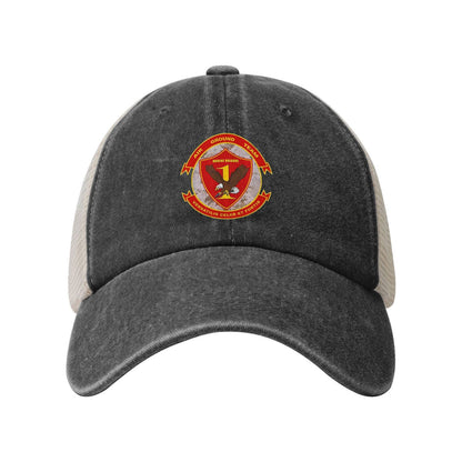 1MEB Printed unisex baseball cap adjustable grid baseball cap veteran gift
