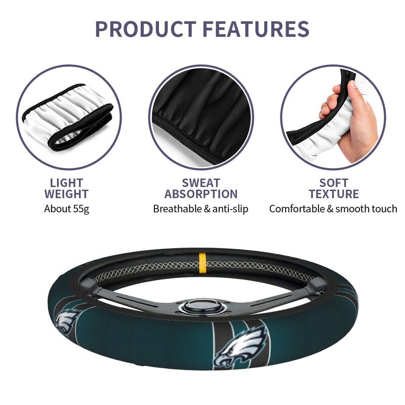 Philadelphia Eagles 1 Printed breathable elastic steering wheel cover anti slip cover