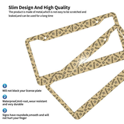 New Orleans Saints Print front rear license plate holder circular hole license plate holder (one pair)