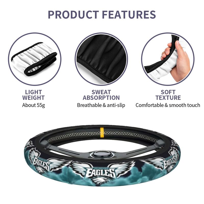 Philadelphia Eagles Printed breathable elastic steering wheel protective cover