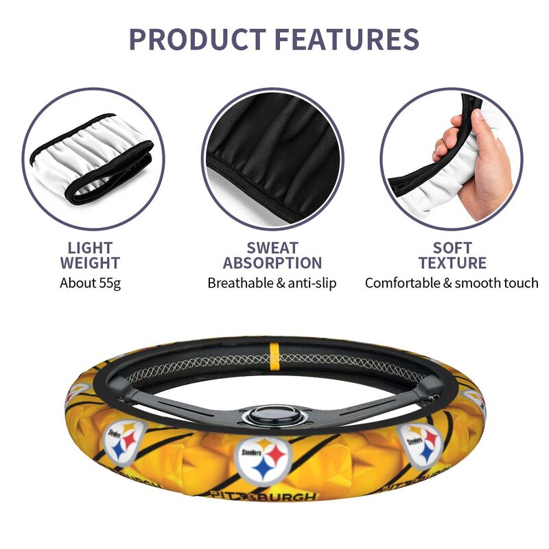 Pittsburgh Steelers 7 Printed breathable anti slip cover elastic steering wheel cover