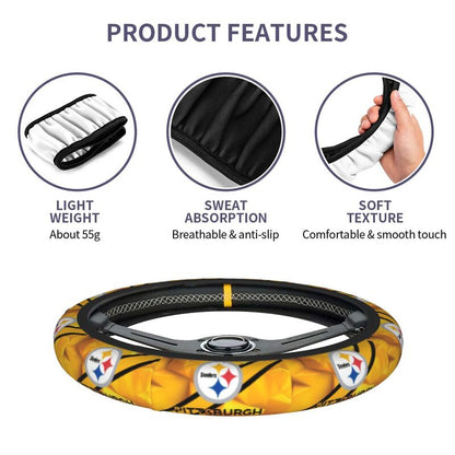 Pittsburgh Steelers 7 Printed breathable anti slip cover elastic steering wheel cover