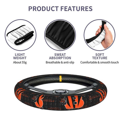 Cincinnati Bengals 3 Printed breathable elastic steering wheel anti slip cover