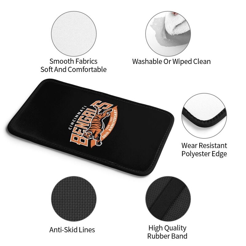 Car armrest box pad Cincinnati Bengals 4 Printed center armrest box pad protective pad