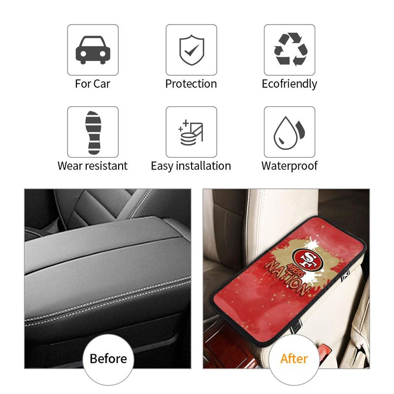 San Francisco 49ers print car center console armrest pad Car armrest box protective cover