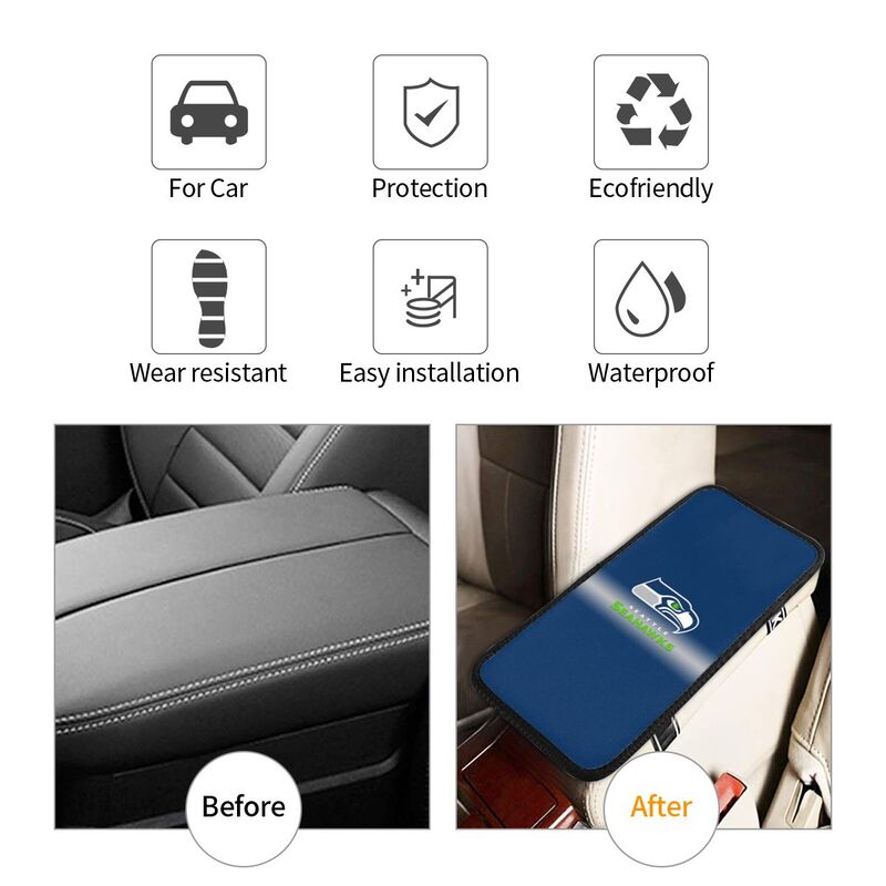 Car armrest box pad Seattle Seahawks 2 Printed center armrest box pad protective pad