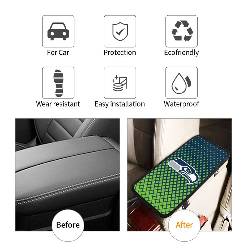 Seattle Seahawks Car handrail box cushion Personalized printed car armrest cover