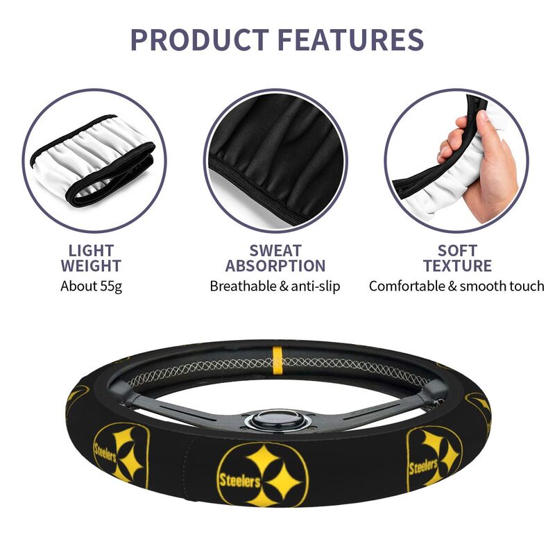 Pittsburgh Steelers 1 Printed elastic steering wheel cover anti slip breathable