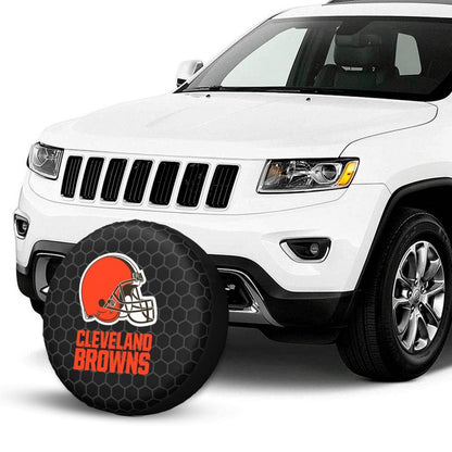 Cleveland Browns Grid printed car tire cover dustproof and waterproof tire cover