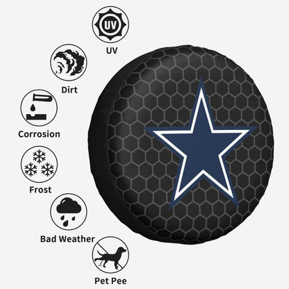 Dallas Cowboys Grid printed car tire cover dustproof and waterproof tire cover