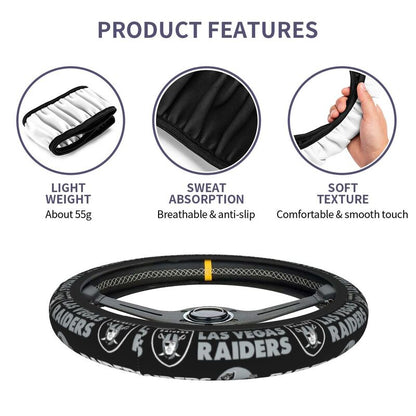 Las Vegas Raiders 2 Printed elastic steering wheel cover car steering wheel protective cover