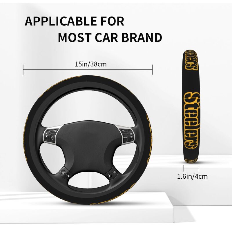Pittsburgh Steelers 5 Printed breathable elastic steering wheel anti slip cover