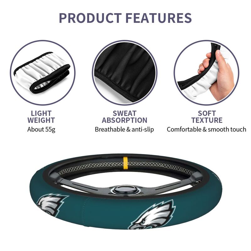 Philadelphia Eagles 3 Printed breathable elastic steering wheel anti slip cover