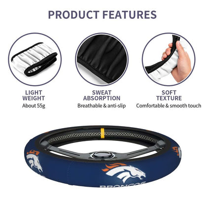 Denver Broncos Printed breathable elastic steering wheel protective cover