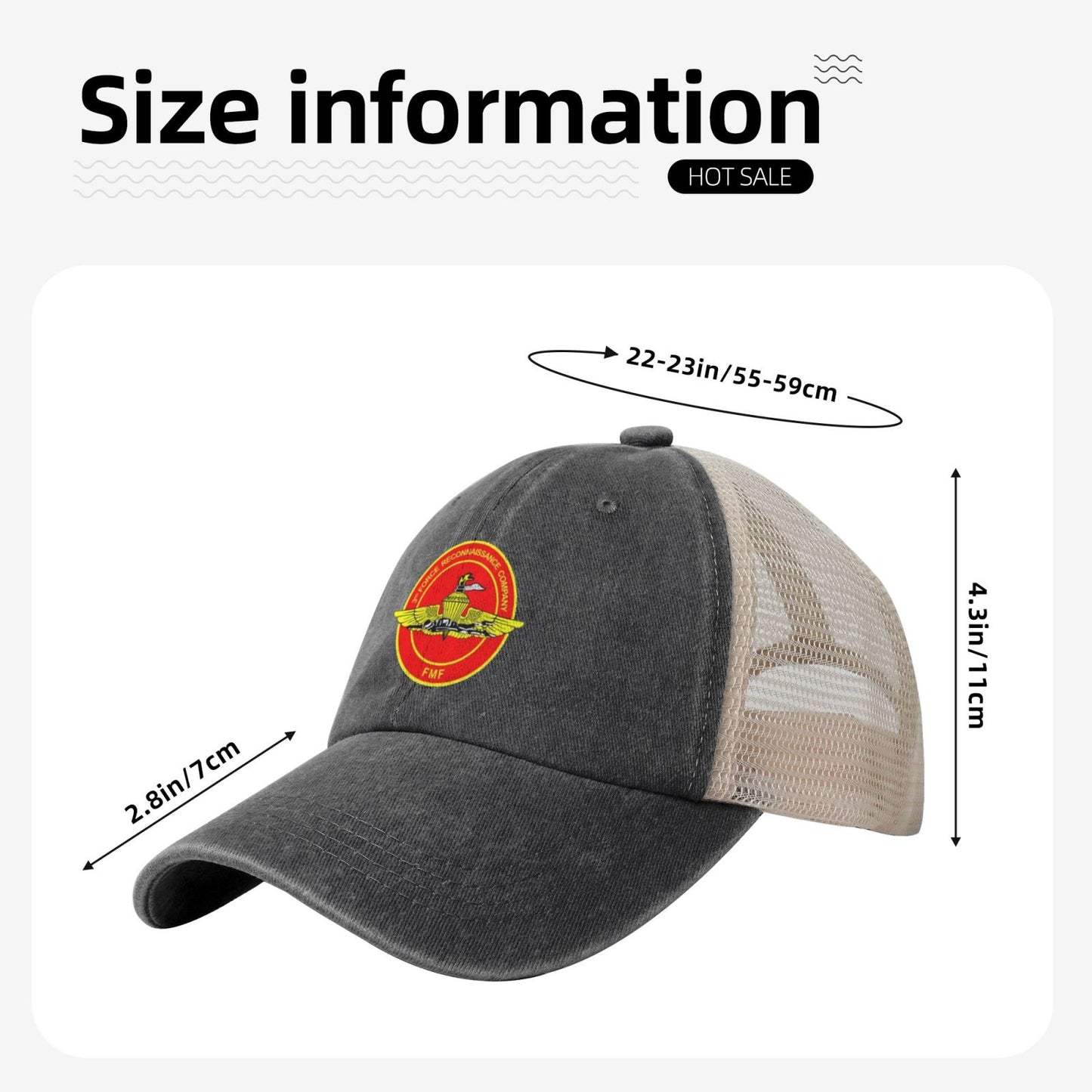 3rd FORECON Printed unisex baseball cap adjustable grid baseball cap veteran gift