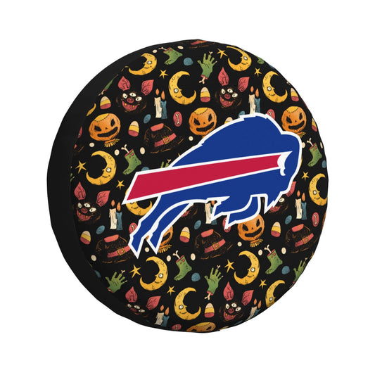 Buffalo Bills logo Halloween Pumpkin Moon Print Car Tire Cover Tire Dust Cover
