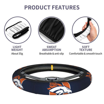 Denver Broncos 2 Printed breathable elastic steering wheel protective cover