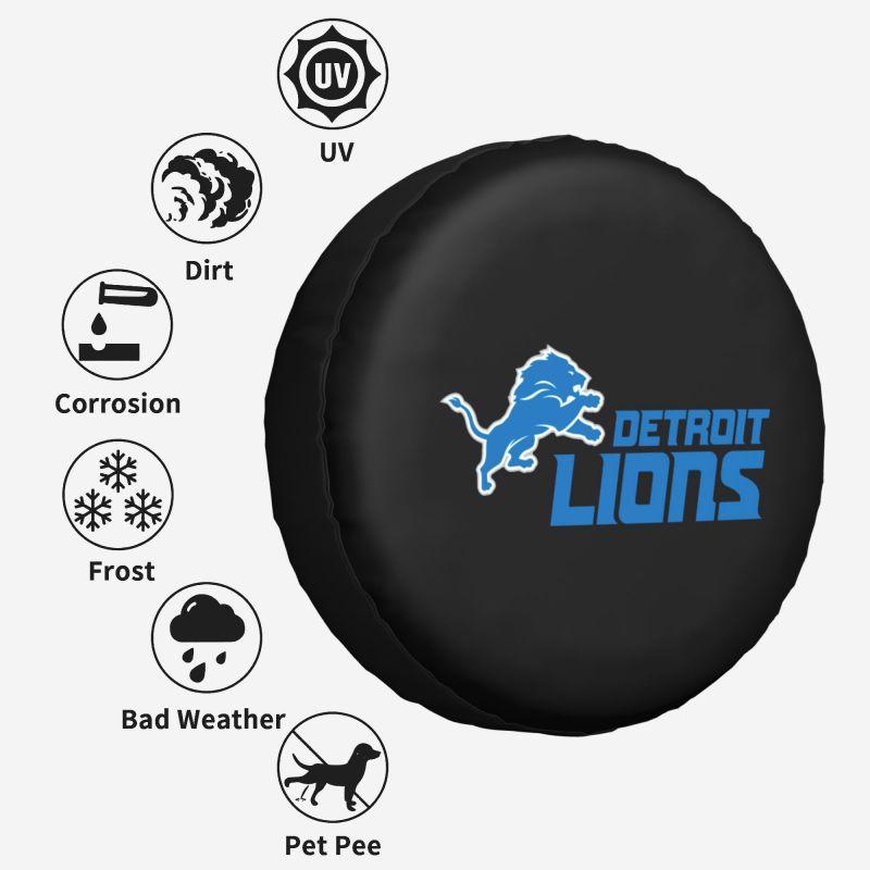 Detroit Lions 3 Car tire protective cover waterproof and dustproof tire cover