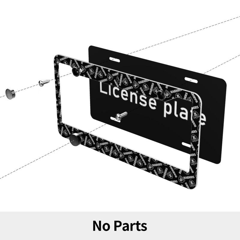 Las Vegas Raiders Print front rear license plate holder circular hole license plate holder (one pair)