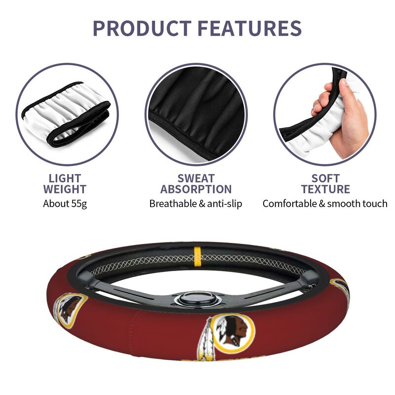 Washington Commanders 2 Printed breathable elastic steering wheel protective cover