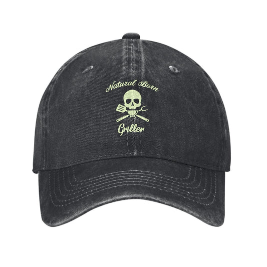 Natural Born Griller Chef Skull Printed unisex baseball cap adjustable cap outdoor sun hats trucker hat