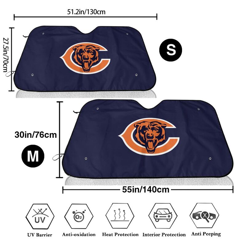 Chicago Bears 4 Print suitable for front Car windshield sunshades Car windshield sunshades