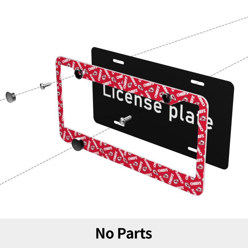 Kansas City Chiefs Print front rear license plate holder circular hole license plate holder (one pair)