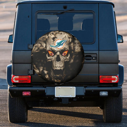 Miami Dolphins print Skull print car tire cover tire dust cover