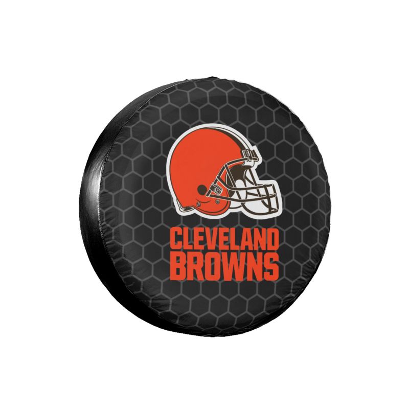 Cleveland Browns Grid printed car tire cover dustproof and waterproof tire cover