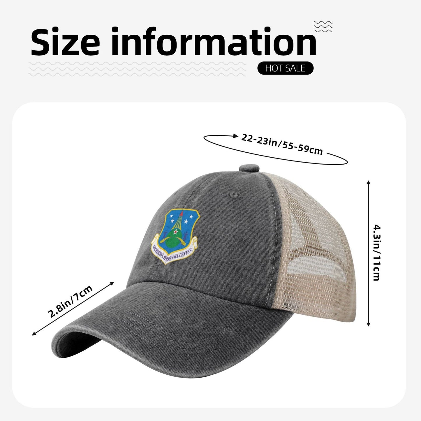 USAF-Air Reserve Personnel Center Printed unisex baseball cap adjustable grid baseball cap veteran gift