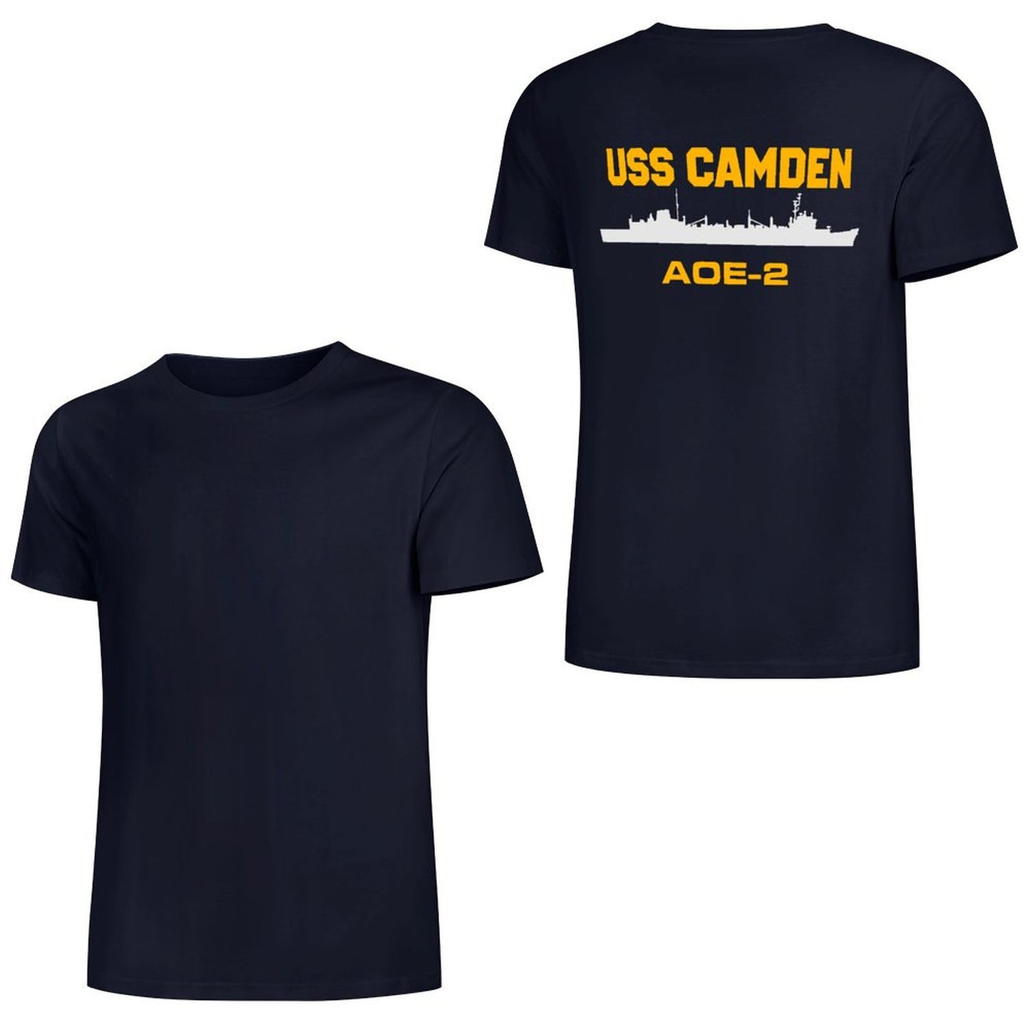 Men's USS CAMDEN AOE-2 T-shirt O-Neck Short Sleeve Shirt Top Tee