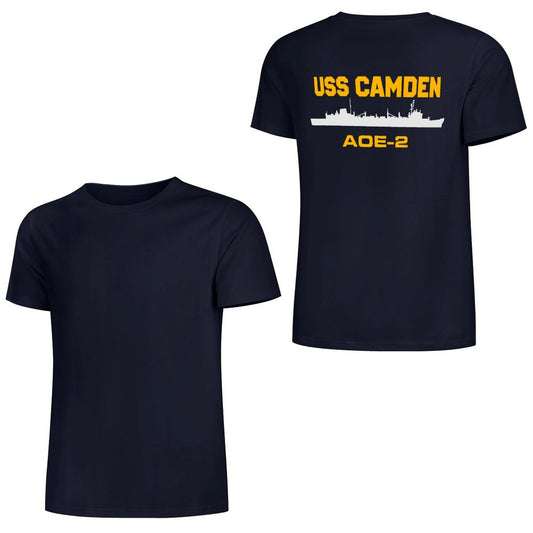 Men's USS CAMDEN AOE-2 T-shirt O-Neck Short Sleeve Shirt Top Tee