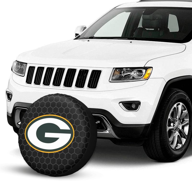 Green Bay Packers 2 Grid printed car tire cover dustproof and waterproof tire cover