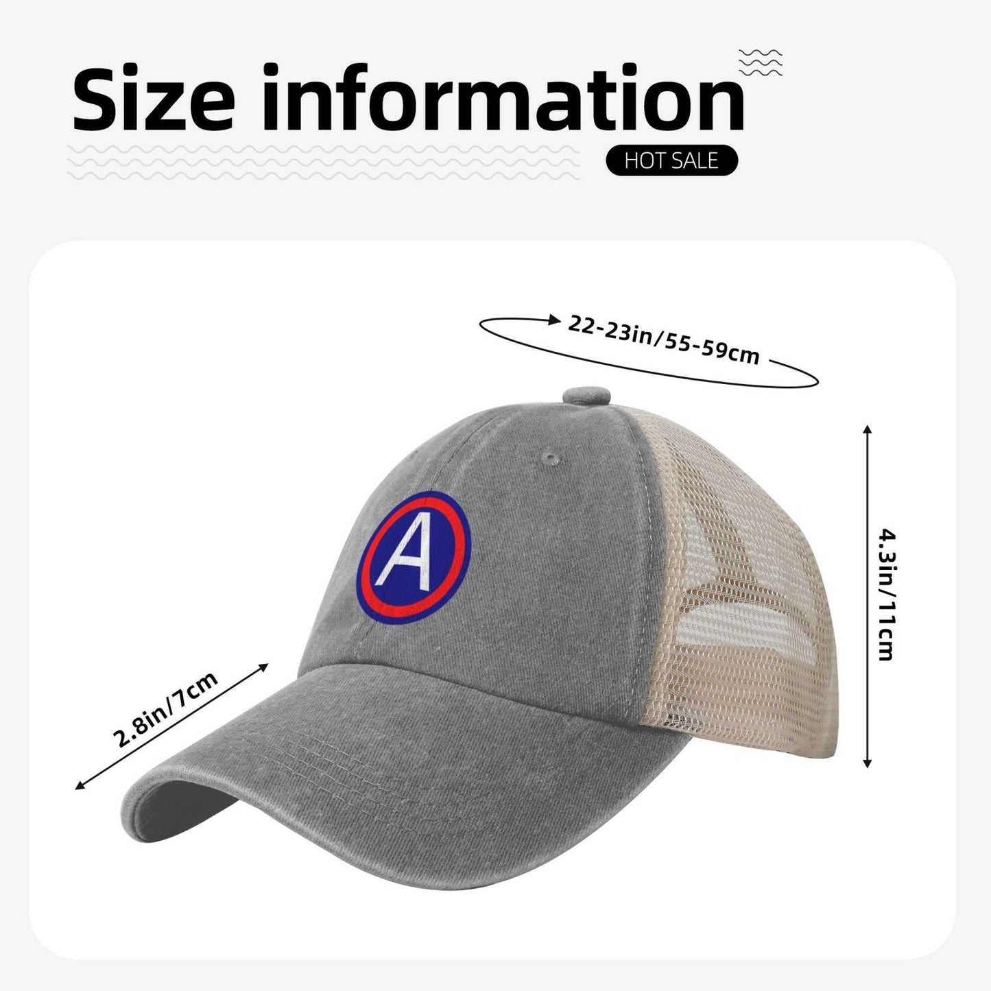 United States Army Central CSIB Printed unisex baseball cap adjustable grid baseball cap veteran gift