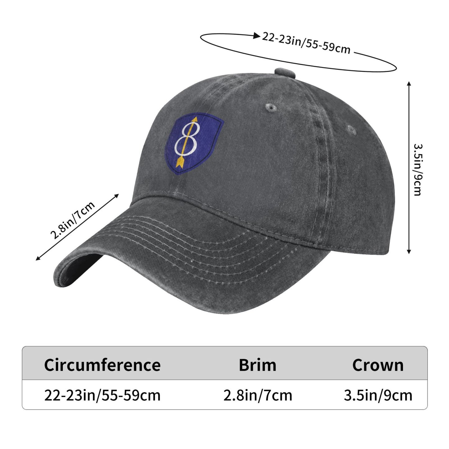 US Army 8th Infantry Division Printed unisex baseball cap adjustable cap outdoor sun hats trucker hat