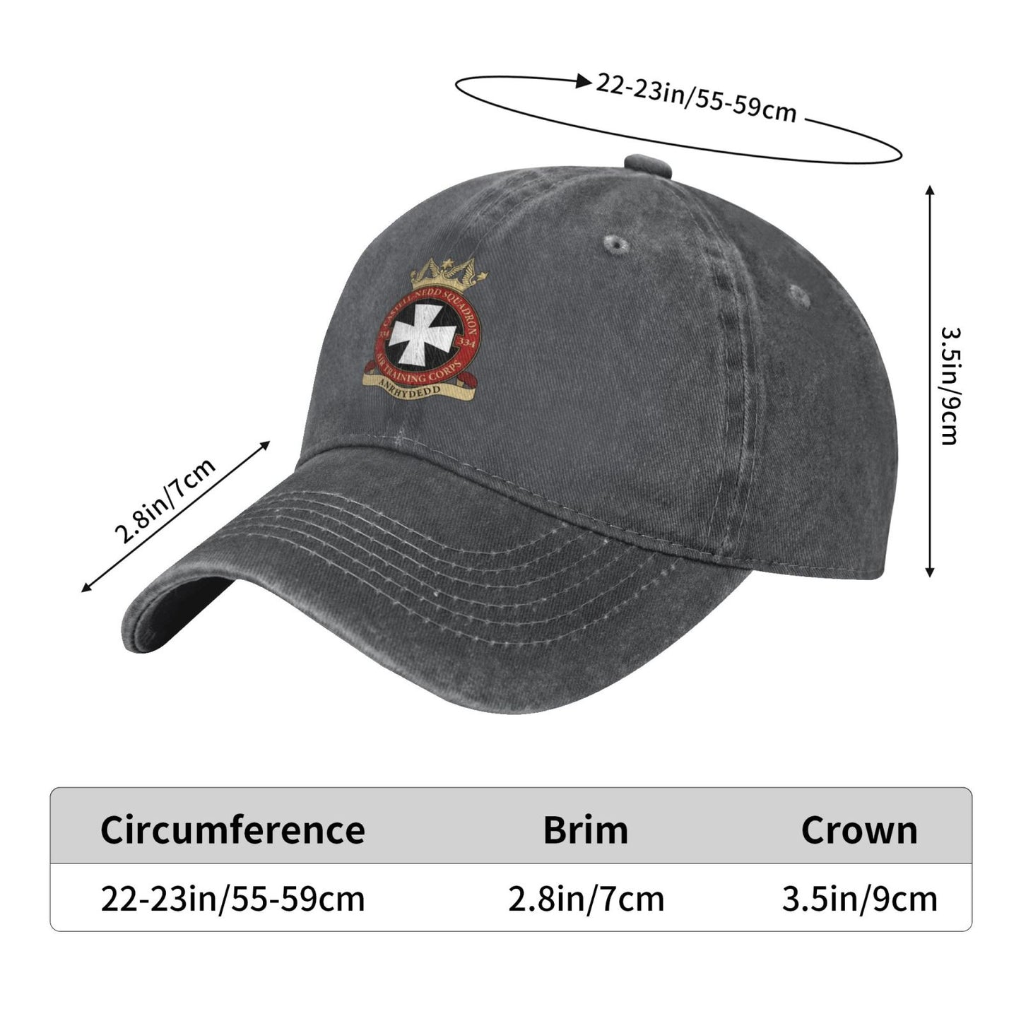 334 Castell-Nedd Squadron Printed unisex baseball cap adjustable cap outdoor trucker hat veterans Gifts
