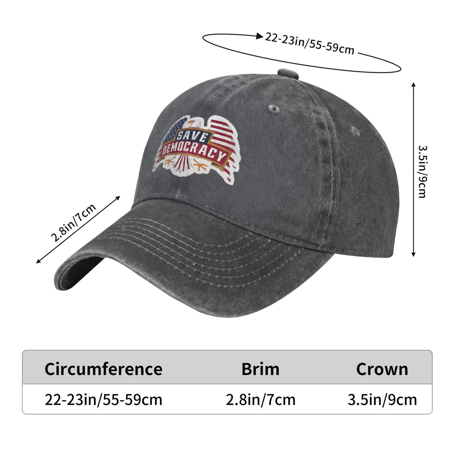 Save Democracy (2) Printed unisex baseball cap adjustable cap outdoor sun hats trucker hat