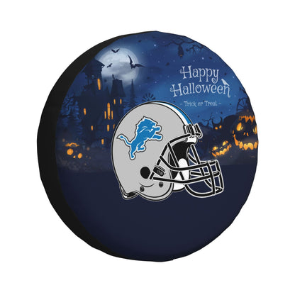 Detroit Lions printed car tire cover Happy Halloween printed tire dust cover