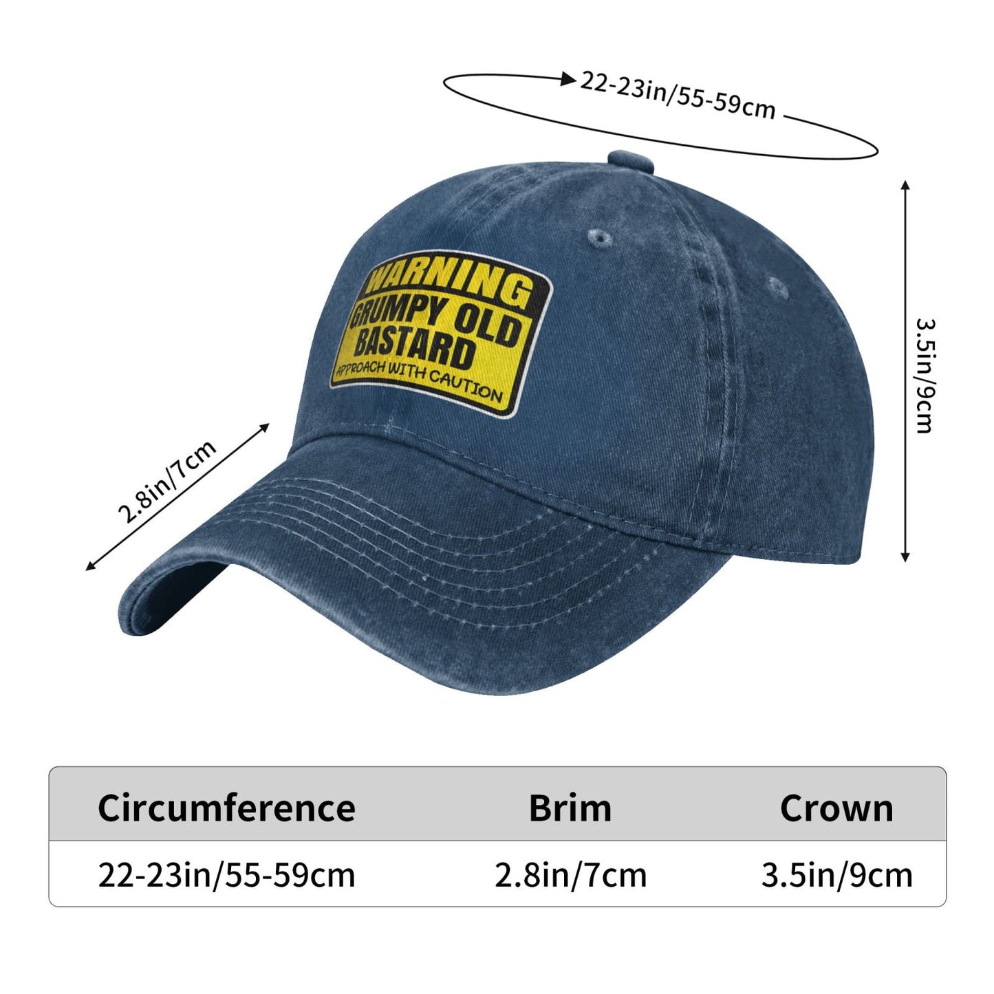 Warning Grumpys Old Bastards Approachs Printed unisex baseball cap adjustable cap outdoor sun hats trucker hat