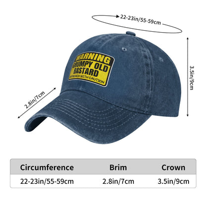 Warning Grumpys Old Bastards Approachs Printed unisex baseball cap adjustable cap outdoor sun hats trucker hat
