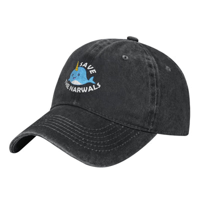 Cute Save The Narwhals Printed unisex baseball cap adjustable cap outdoor sun hats trucker hat